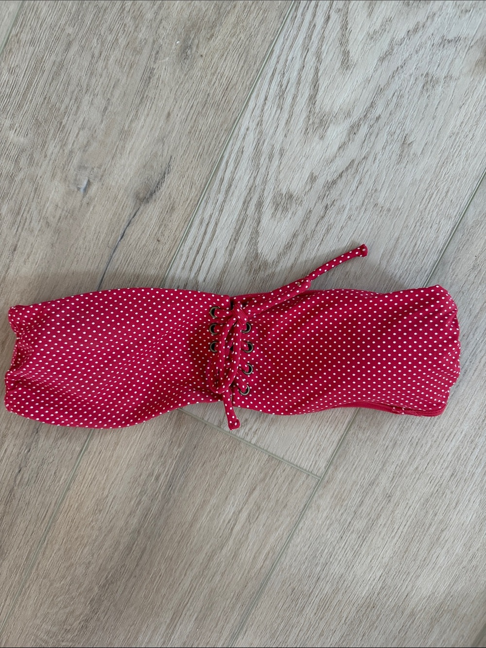 Roxy Red Polka Dot Bandeau Swim Top
